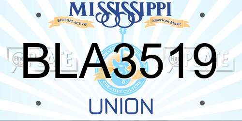 BLA3519 Mississippi License Plate