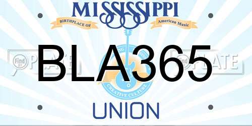 BLA365 Mississippi License Plate