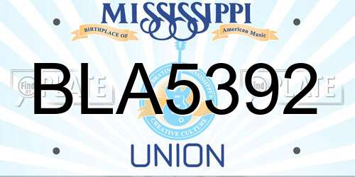 BLA5392 Mississippi License Plate