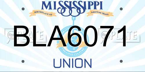 BLA6071 Mississippi License Plate