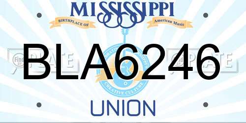 BLA6246 Mississippi License Plate