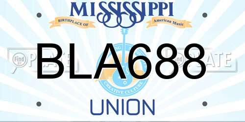 BLA688 Mississippi License Plate