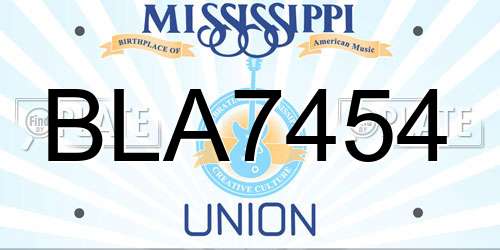 BLA7454 Mississippi License Plate