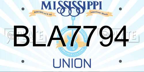BLA7794 Mississippi License Plate