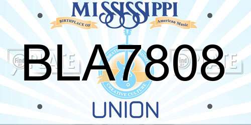 BLA7808 Mississippi License Plate