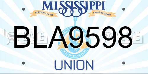 BLA9598 Mississippi License Plate