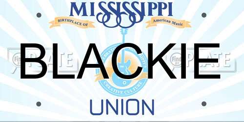BLACKIE Mississippi License Plate