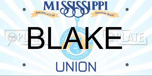 BLAKE Mississippi License Plate