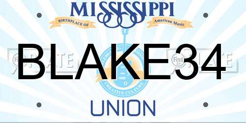 BLAKE34 Mississippi License Plate