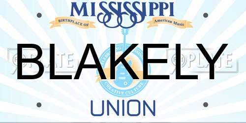BLAKELY Mississippi License Plate