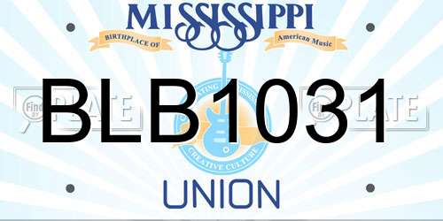 BLB1031 Mississippi License Plate