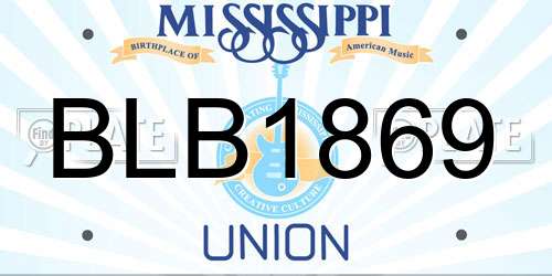 BLB1869 Mississippi License Plate