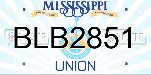 BLB2851 Mississippi License Plate