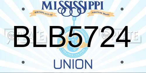 BLB5724 Mississippi License Plate