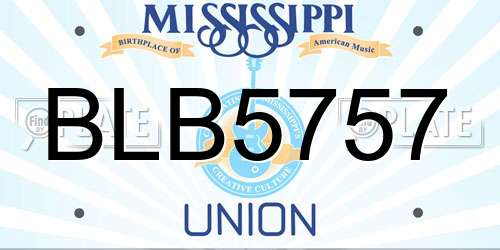 BLB5757 Mississippi License Plate