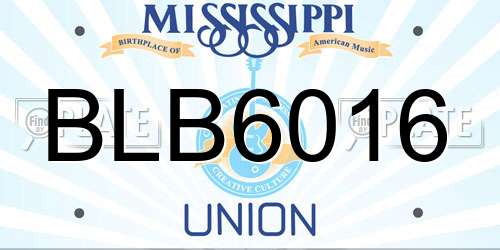 BLB6016 Mississippi License Plate