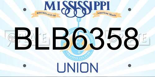 BLB6358 Mississippi License Plate