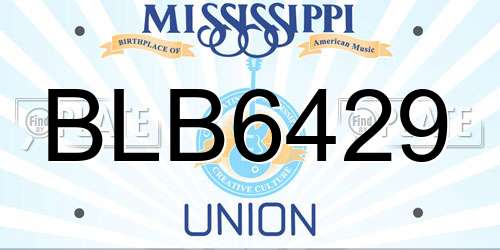 BLB6429 Mississippi License Plate