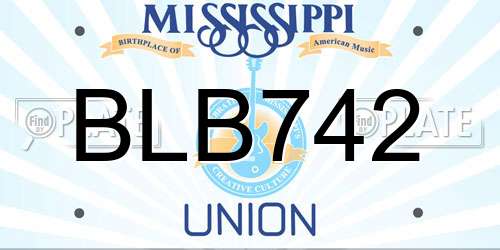 BLB742 Mississippi License Plate
