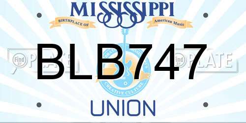 BLB747 Mississippi License Plate