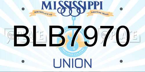 BLB7970 Mississippi License Plate