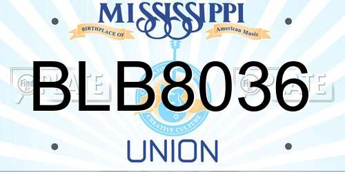 BLB8036 Mississippi License Plate