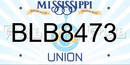 BLB8473 Mississippi License Plate