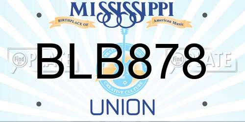 BLB878 Mississippi License Plate