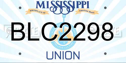 BLC2298 Mississippi License Plate