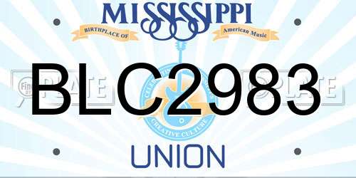 BLC2983 Mississippi License Plate