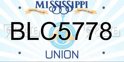 BLC5778 Mississippi License Plate