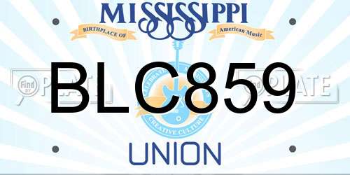 BLC859 Mississippi License Plate