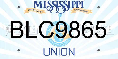 BLC9865 Mississippi License Plate