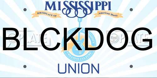 BLCKDOG Mississippi License Plate
