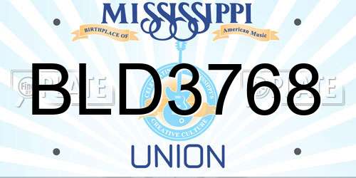 BLD3768 Mississippi License Plate