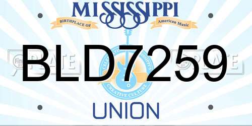 BLD7259 Mississippi License Plate