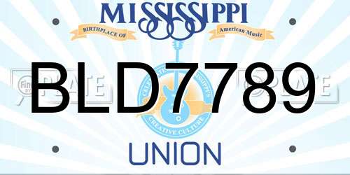 BLD7789 Mississippi License Plate