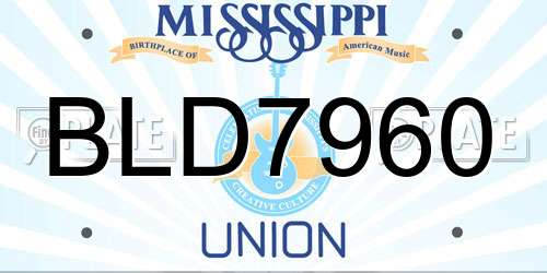 BLD7960 Mississippi License Plate