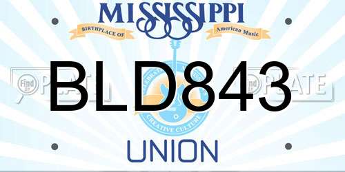 BLD843 Mississippi License Plate