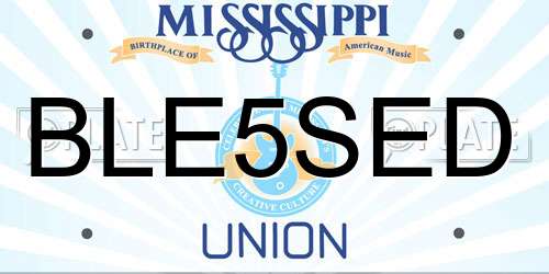 BLE5SED Mississippi License Plate