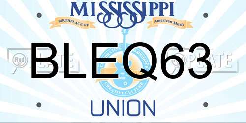 BLEQ63 Mississippi License Plate