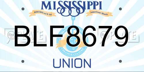 BLF8679 Mississippi License Plate