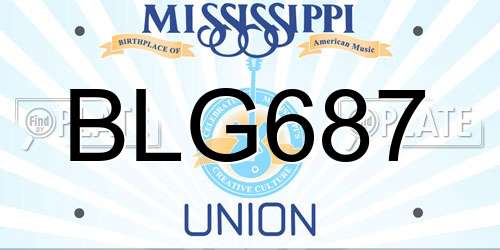 BLG687 Mississippi License Plate