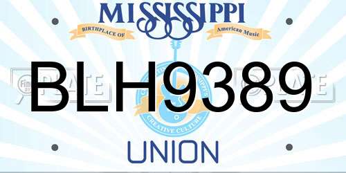 BLH9389 Mississippi License Plate