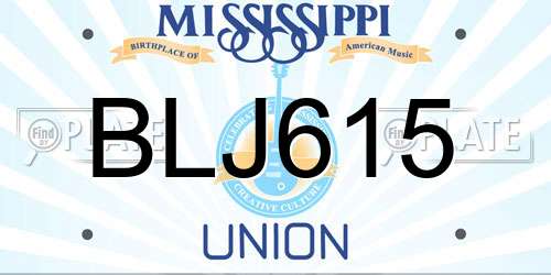 BLJ615 Mississippi License Plate