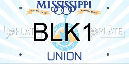 BLK1 Mississippi License Plate