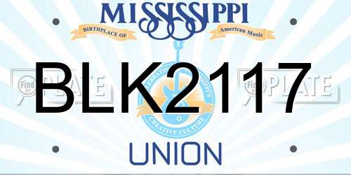 BLK2117 Mississippi License Plate