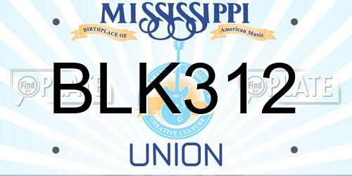 BLK312 Mississippi License Plate