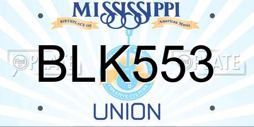 BLK553 Mississippi License Plate