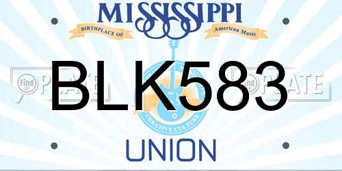 BLK583 Mississippi License Plate